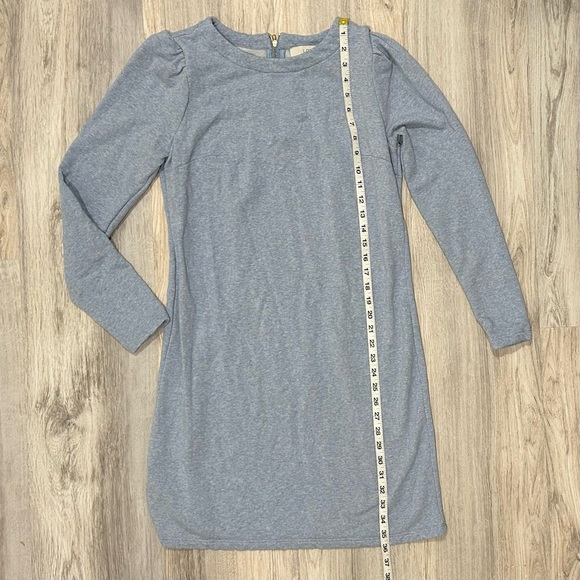 Loft Powder Blue Long Sleeve Crew Neck Sweatshirt Dress Tunic Puff Sleeve Size 6 - Picture 2 of 7